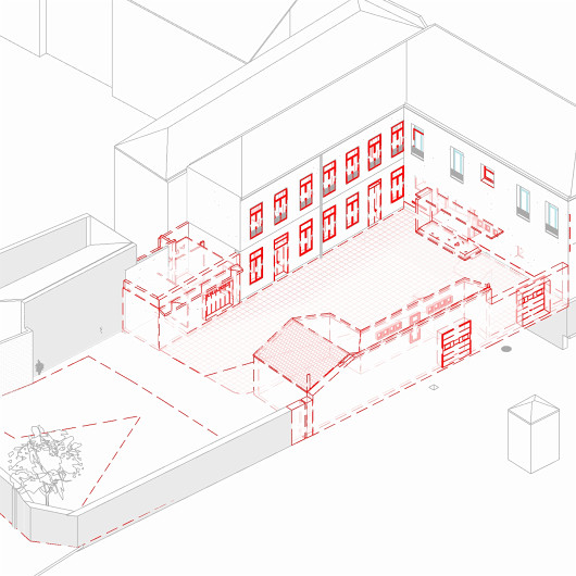 GUYObo79 - Vue 3D - Axonométrie existant + démoli Phase1 EXISTANT et DEMOLITION